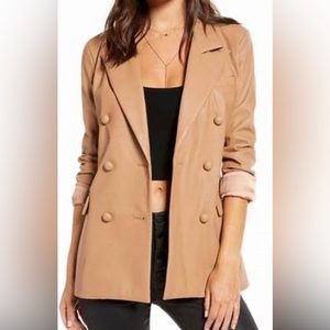 (NWT) BlankNyc, Tan Faux Leather Blazer, US XS